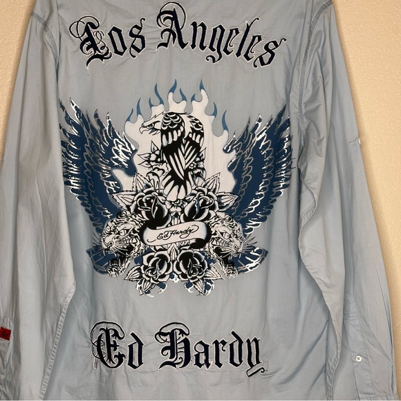 NWT Ed Hardy Embroidered Long Sleeve Button Up - Picture 4 of 9